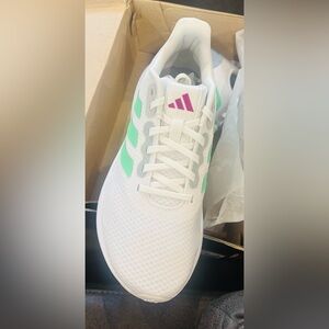 Adidas Runfalcon 3.0 Women's White Sneakers with Green and Pink Accents